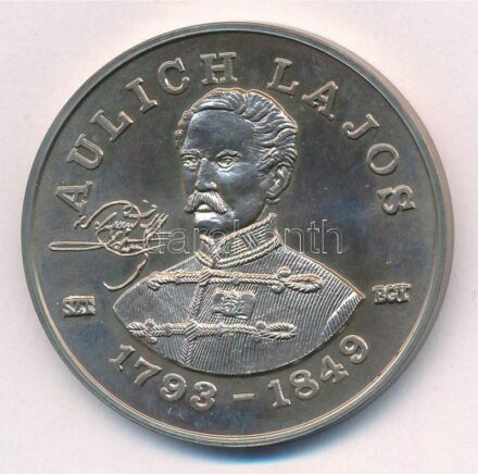 Bognár György (1944-) 1993. 'MÉE Gyöngyösi Csoport - Aradi Vértanúk / Aulich Lajos' Ag emlékérem (34,44g/0.640/42,5mm) T:1 patina Adamo GS10