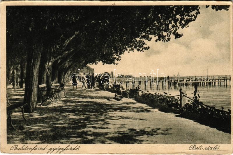 1929 Balatonfüred, parti részlet (gyűrődés / creases)