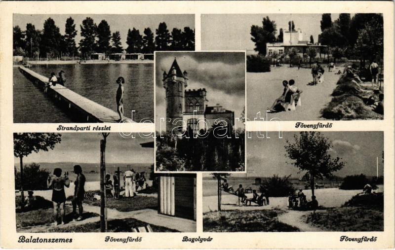 1941 Balatonszemes, Fövenyfürdő, Strand, fürdőzők, Bagolyvár