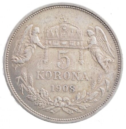 1908KB 5K Ag 'Ferenc József' T:2,2- patina, kis ph Adamo K7