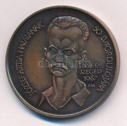 Fritz Mihály (1947-) 1987. 'MÉE Szeged / József Attila halálának 50. évfordulója' Br emlékérem (42,5mm) T:1- patina