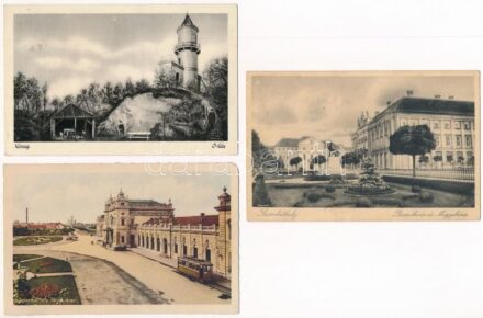 5 db RÉGI magyar város képeslap: Pécs, Sopron, Szombathely, Kőszeg / 5 pre-1945 Hungarian town-view postcards