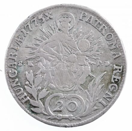 1775B/S.K.-P.D. 20kr Ag 'Mária Terézia' (6,31g) T:2- patina, kis ph, ü. Hungary 1775B/S.K.-P.D. 20 Kreuzer Ag 'Maria Theresia' (6,31g) C:VF patina, small edge error, ding Huszár: 1702., Unger III.: 1242.