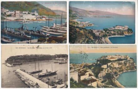 6 db RÉGI város képeslap: Monaco, Trieszt / 6 pre-1945 town-view postcards: Monaco, Trieste