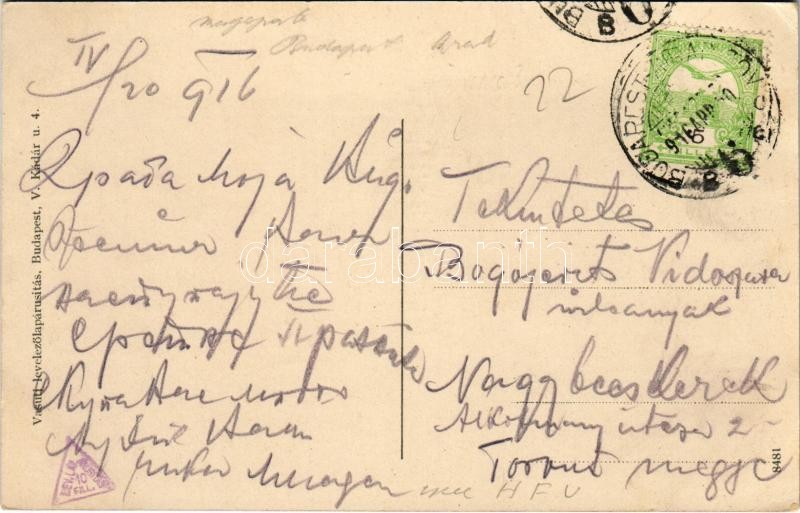 1916 Békéscsaba, Szent István tér, Polgári leányiskola, úri fodrász, Fischer Ignác üzlete. Vasúti levelezőlapárusítás (EK) - Image 2