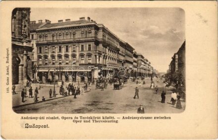 Budapest VI. Andrássy úti részlet az Opera és Teréz körút között, Etablissement Pikler kávéház. Ganz Antal 148.