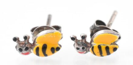 Ezüst(Ag) méhecskés fülbevalópár, jelzett, d: 1 cm, bruttó: 0,5 g