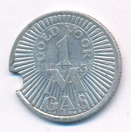 Hollandia / Amszterdam DN Gázbárca 1 köbméter mennyiségre Al érvénytelenítve T:2,2- Netherlands / Amsterdam ND Gas token for 1 cubic meter gas Al with invalidation C:XF,VF