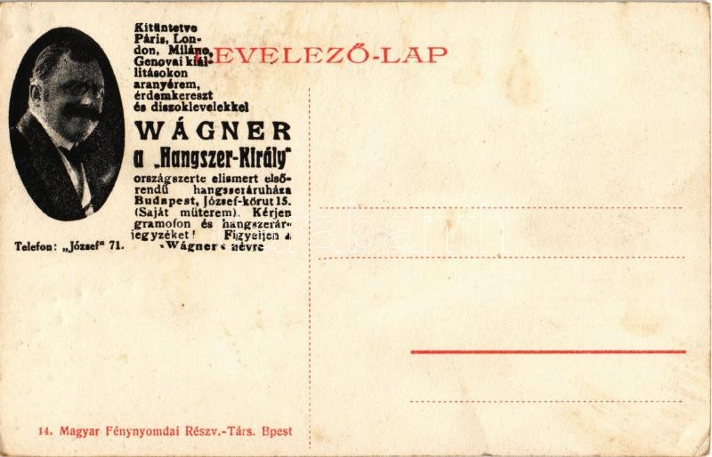 Budapest V. Andrássy szobor az Országház előtt. Hátoldalon Wágner a 'Hangszer-Király' reklám (EK) - Image 2