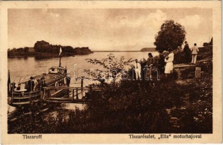 1928 Tiszaroff, Tisza részlet 'ELLA' motorhajóval. Lénárt Dezső kiadása