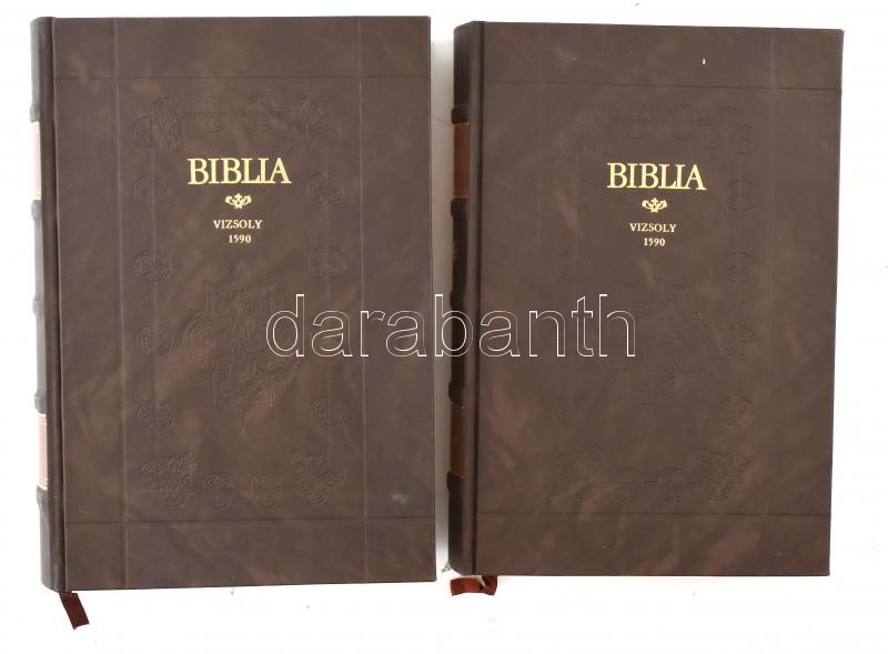 Vizsolyi Biblia. I-II. köt. Bp., 1981, Helikon Kiadó, (Kner Nyomda.) Kísérőfüzettel. Kiadói aranyozott, bordázott gerincű, dombornyomott műbőr kötés, jó állapotban