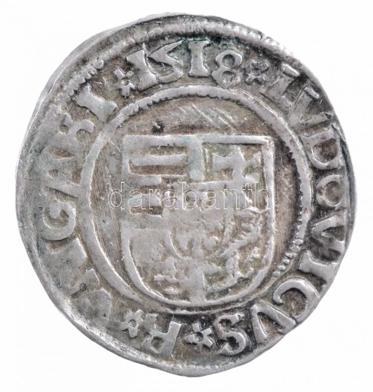1518K-G Denár Ag 'II. Lajos' (0,58g) T:2- patina Hungary 1518K-G Denar Ag 'Louis II' (0,58g) C:VF patina Huszár: 841., Unger I.: 673.m