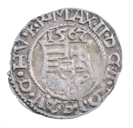 1567K-B Denár Ag 'Miksa' (0,40g) T:2 patina Hungary 1567K-B Denar Ag 'Maximilian' (0,40g) C:XF patina Huszár: 992.,Unger II.: 766.a