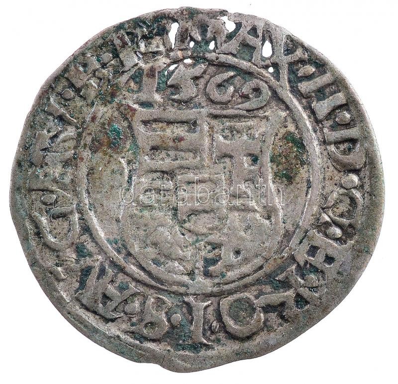 1569K-B Denár Ag 'Miksa' (0,36g) T:2- patina, lyuk Hungary 1569K-B Denar Ag 'Maximilian' (0,36g) C:VF patina, holed Huszár: 992.,Unger II.: 766.a
