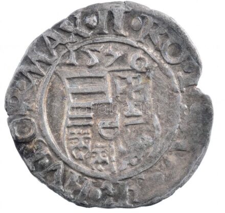 1576K-B Denár Ag 'Miksa' (0,41g) T:2 patina, kis peremhiány Hungary 1576K-B Denar Ag 'Maximilian' (0,41g) C:XF patina, small part of the edge is missing Huszár: 993.,Unger II.: 767.a