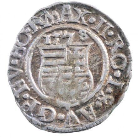 1578K-B Denár Ag 'Miksa' (0,66g) T:2 patina Hungary 1578K-B Denar Ag 'Maximilian' (0,66g) C:XF patina Huszár: 993.,Unger II.: 767.a