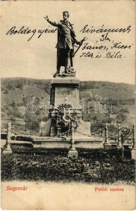 1905 Segesvár, Schässburg, Sighisoara; Petőfi szobor. H. Zeidner / statue (EK)
