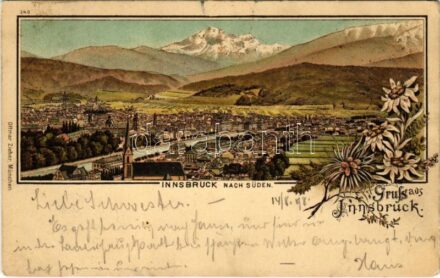 1898 (Vorläufer) Innsbruck nach Süden. Ottmar Zieher 340. Art Nouveau, floral, litho
