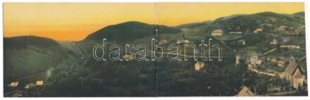 Selmecbánya, Schemnitz, Banská Stiavnica; Körkép az Újvárról nézve: 1. Dél-ÉNYÉ-közé eső rész. Joerges kiadása 1906. Kihajtható panorámalap / folding panoramacard (vágott / cut)