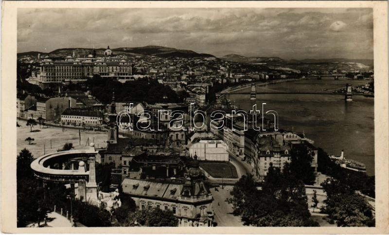 Budapest I. Tabán majdnem teljesen lebontva, Kilátás a Szent Gellért-hegyről, Hoser órák 150 éve reklám (fl)