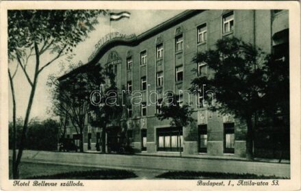 Budapest I. Hotel Bellevue szálloda (háború után középületté alakították). Attila utca 53. (Rb)
