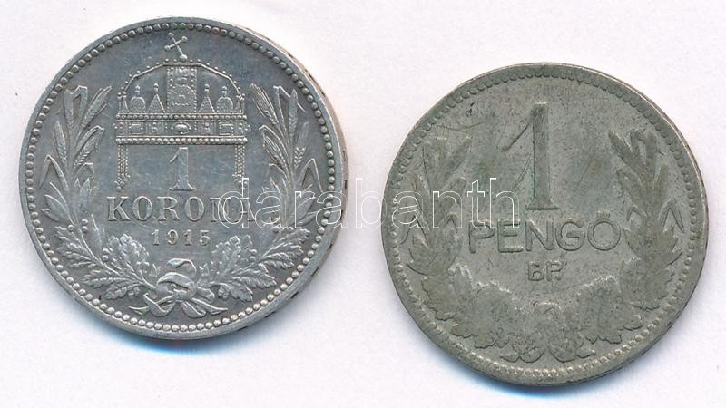 1915KB 1K Ag 'Ferenc József' + 1926. 1P Ag T:1-,3 Adamo K5.1, Adamo P6 - Image 2