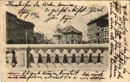 1901 Pozsony, Pressburg, Bratislava; Koronázási domb tér, Mária Terézia emlékmű. Verlag 'Bediene dich allein' / Krönungshügel-Platz / square, monument (EB)