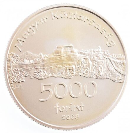2005. 5000Ft Ag 'Diósgyőri vár' kapszulában, az MNB színes tájékoztatójával T:BU kis karc Adamo EM194