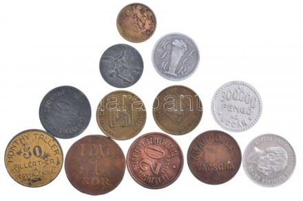 12db-os vegyes bárca és zseton tétel, benne DN 'Magyar Olaj és Gázipari Rt' (2x) + DN'KSM Sör' Al token T:2,2- patina
