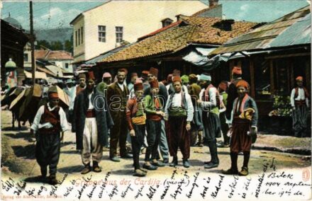 Sarajevo, Gruppe aus der Carsija / market, folklore + 'K.und K. Milit. Post Neu Bilek' (EK)