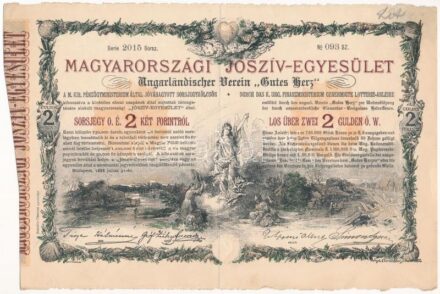 Budapest 1888. 'Magyarországi Jószív-Egyesület' sorsjegykölcsön 2Ft-ról, szárazpecséttel T:III