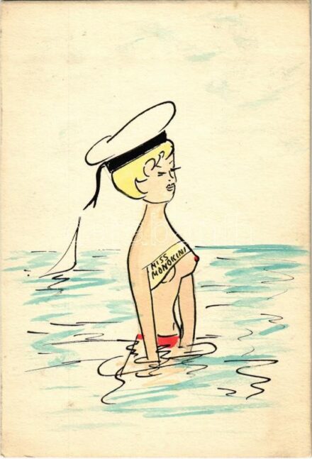 Miss Monokini - Kézzel festett erotikus rajz / Hand-painted erotic art
