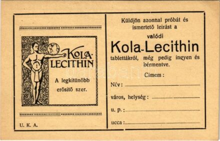 Kola-Lecithin. Opera gyógyszertár gyógyszer reklám / Hungarian pharmacy and medicine advertisement (EK)