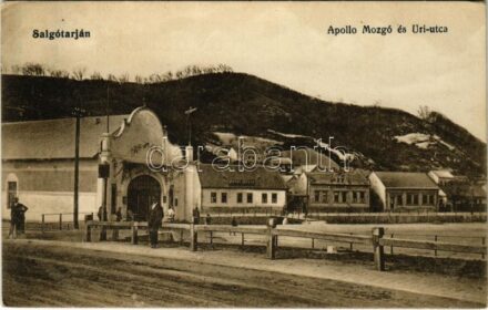 Salgótarján, Apollo Mozgó (mozi) és Úri utca, Patay István üzlete. Friedler Samu kiadása (Rb)