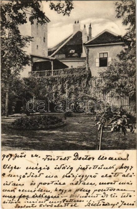 1907 Rábasebes, Széchenyi Jenő kastélya, saját kezű levele és aláírása. Friedery Albert fényképész (Győr) kiadása (fl)