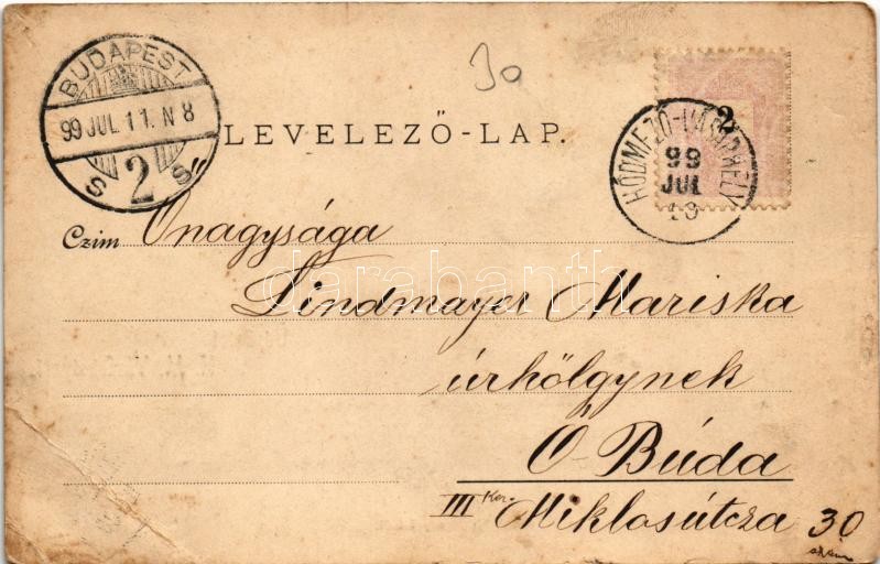 1899 (Vorläufer) Hódmezővásárhely, A vásárhelyi népéletből, magyar folklór. Grossmann Benő kiadása. Art Nouveau, floral (EB) - Image 2