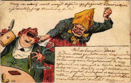 1900 Veszekedő házaspár / Fighting married couple. litho (EK)