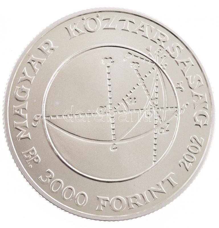 2002. 3000Ft Ag 'Bolyai János' kapszulában, tanúsítvánnyal, az MNB színes tájékoztatójával T:BU Adamo EM180