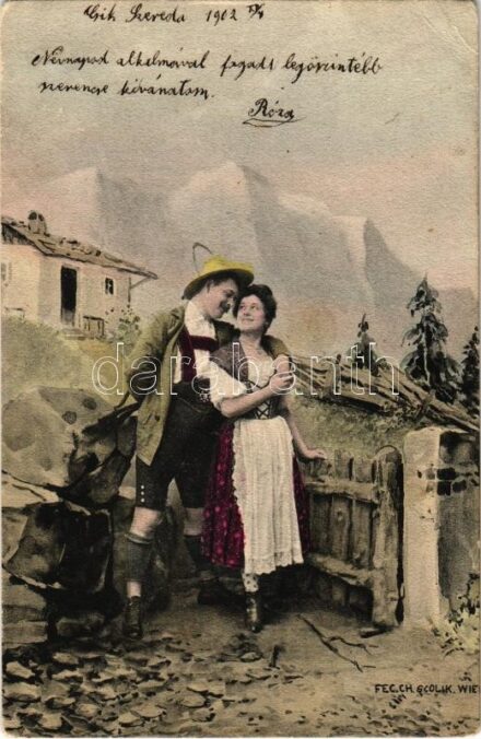 1902 Tiroli pár / Tyrolean folklore s: Ch. Scolik (EK)