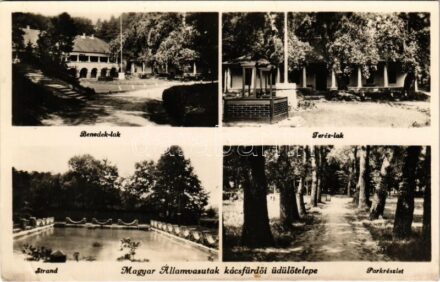 1949 Kácsfürdő (Kács-Tapolca), Magyar Államvasutak üdülőtelepe, Benedek és Teréz lak, strand, park (EK)