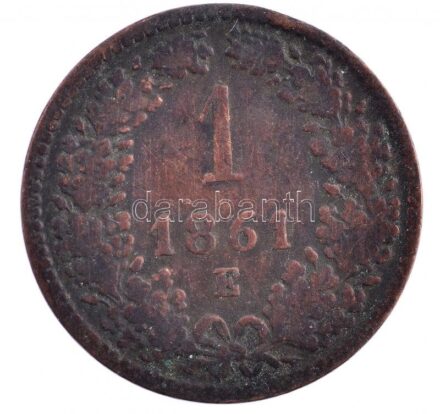 1861E 1kr Cu T:2- patina, kis ph Adamo M4