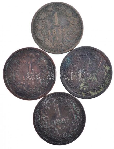 1859B - 1891KB 1kr Cu (4xklf) T:2,2- patina, kis ph