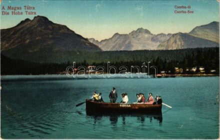 Tátra, Magas-Tátra, Vysoké Tatry; Csorba-tó, 'GIZELLA' csónak / Strbské pleso / Csorba-See / lake, rowing boat (EK)
