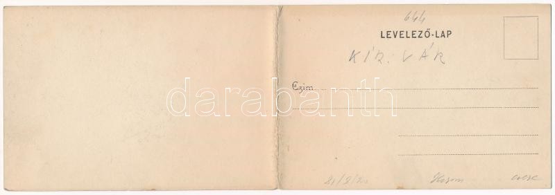 Budapest I. Királyi vár, Lánchíd, gőzhajók, pesti rakpart, Kalodont fogkrém reklám. Divald Károly 644. sz. Kihajtható panorámalap / folding panoramacard - Image 2