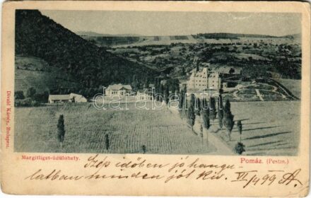 1899 (Vorläufer) Pomáz, Margitliget üdülőhely. Divald Károly kiadása (kopott sarkak / worn corners)