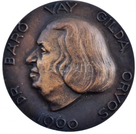 1960. 'Dr. Báró Vay Gilda orvos / FLECTERE SI NEQUEO SUPEROS ACHERONATA MOVEBO' kétoldalas, öntött bronz emlékérem (78mm) T:1- apró patina