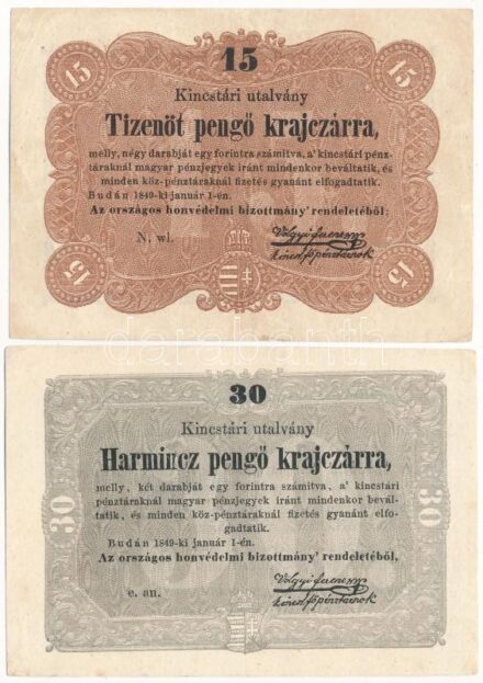 1848. 15kr + 30kr T:III Adamo G102, G103