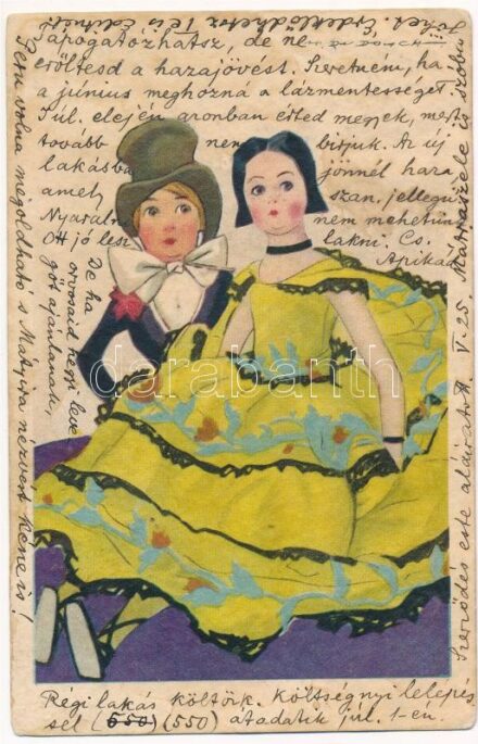1928 Olasz művészlap, pár / Italian art postcard. Degami 1045. (EK)