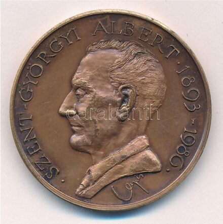 Lapis András (1942-) 1987. 'Szent-Györgyi Albert 1893-1986 / Szote - Nobel-díjának 50. évfordulójára - MÉE' bronz emlékérem (42,5mm) T:1- CS 621.