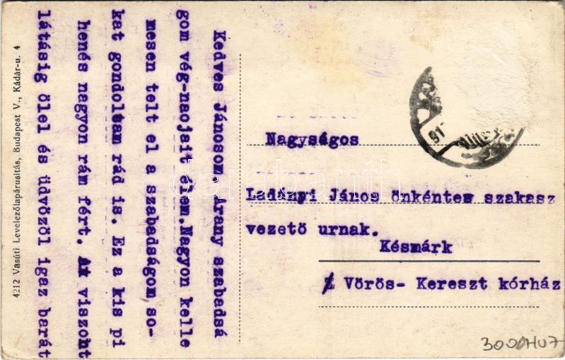 1917 Karcag, Fő tér, piac, étterem és kávéház. Vasúti levelezőlapárusítás 4212. (Rb) - Image 2